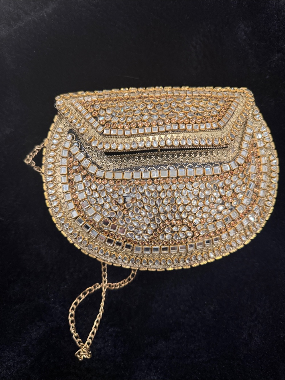 Gold Jeweled Evening Clutch - Elegant Women's Bag GOLD COLOR